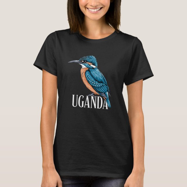 Camiseta Pescador-de-peito-azul-de-uganda para Pássaros e V (Frente)