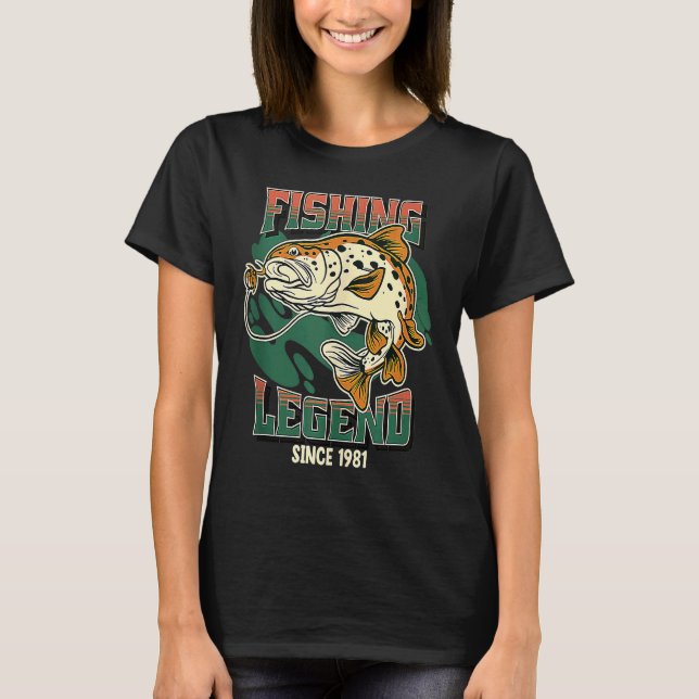 Camiseta Pescador De Pernas De Pesca Desde 1981 O (Frente)