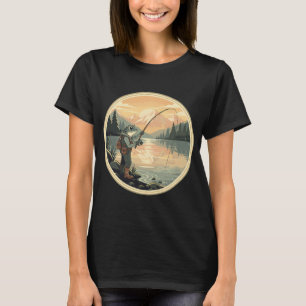 Camiseta Pescador de Rã no Lago Sunrise Design de Pesca Ret