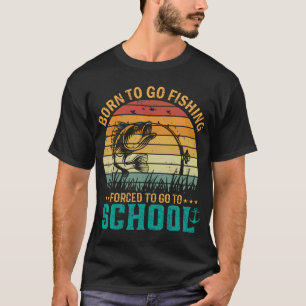 Camiseta Pescador Engraçado Nascido Para Ir Pescar Peixe-Ba