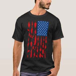 Camiseta Pescador Engraçado Pescando Bandeira dos EUA