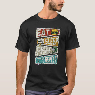 Camiseta Pescador Engraçado Pescar Comer Dormir Peixe Repet