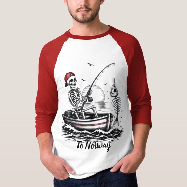 Camiseta Pescador Esqueleto com Esqueleto de Peixe (Frente)
