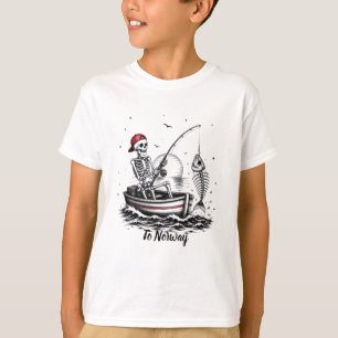 Camiseta Pescador Esqueleto com Esqueleto de Peixe