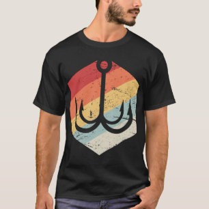 Camiseta Pescador fly retrô com vara de pescar na montanha