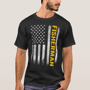 Camiseta Pescador Pai Bandeira Americana, Vintage EUA pesca