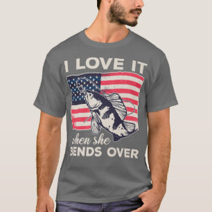 Camiseta Pescador USA Eu Amo Quando Ela Se Torna Engraçada