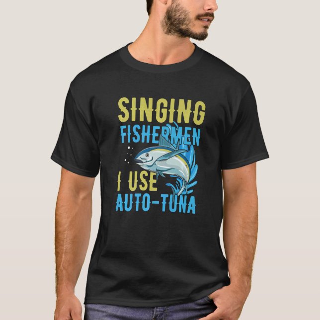 Camiseta Pescadores cantores eu uso citação automática atum (Frente)