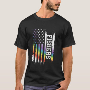 Camiseta Pescadores Unidos Bandeira Arco-íris Distorcido do