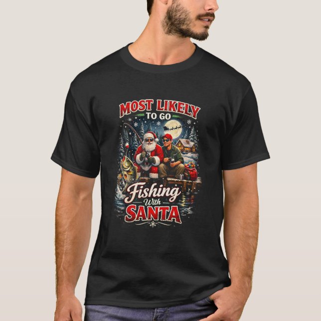 Camiseta Pescando com Papai Noel (Frente)