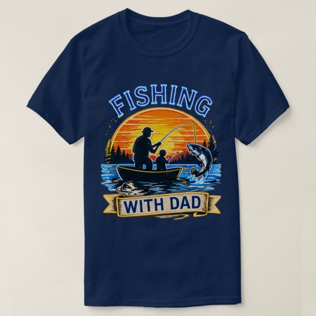 Camiseta Pescando com Papai – Presente Perfeito para o Dia  (Frente do Design)