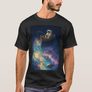Camiseta Pescando no Espaço Profundo — Astronauta em Barc