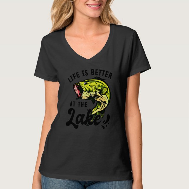 Camiseta Pescando robalo no lago (Frente)