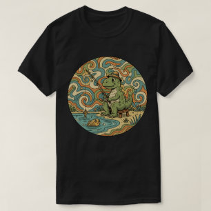 Camiseta Pescando T-Rex - Dinossauro Groovy Pescador