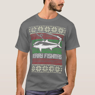 Camiseta Pescar doce de Natal Feio Feliz Fishmas
