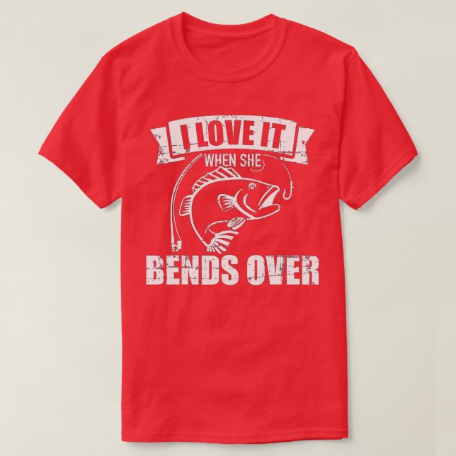 Camiseta Pescar, eu amo quando ela se curva (Frente do Design)