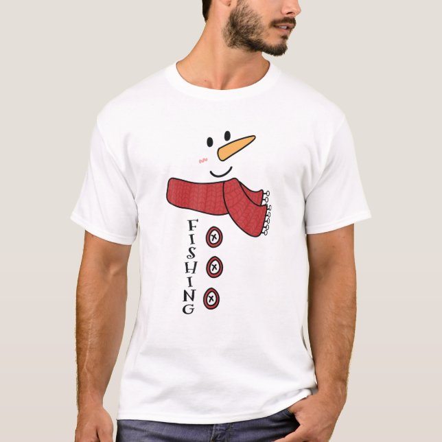 Camiseta Pescar Figurino de Neve Correspondendo Engraçado C (Frente)