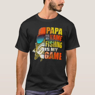 Camiseta Pescar Papá Engraçado É Meu Nome Pescar É Meu Jogo