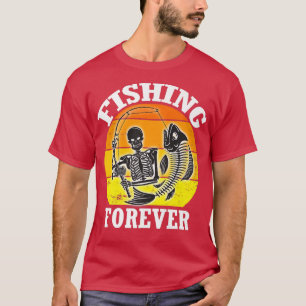 Camiseta Pescar Para Sempre Um Esqueleto Engraçado Com Peix
