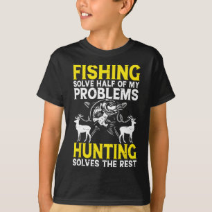 Camiseta Pescar Resolve Metade Dos Meus Problemas Caçando R