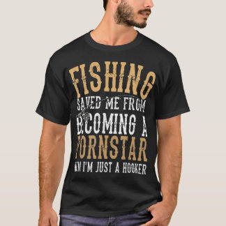 Camiseta Pescar Slogan Pescar Me Salvou Pescador Engraçado