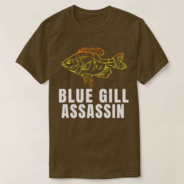 Camiseta Pescaria Azul Funny Assassin Bluegill Pesca (Frente do Design)