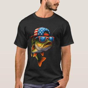 Camiseta Pescaria Bandeira Americana Vintage Pescador de Pe