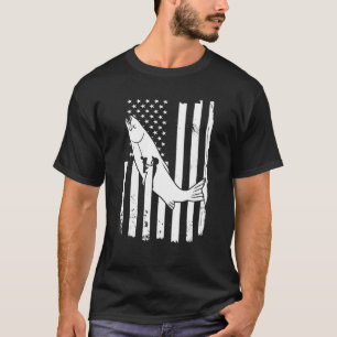 Camiseta Pescaria Bandeira Dos EUA Peixe Para Pescador