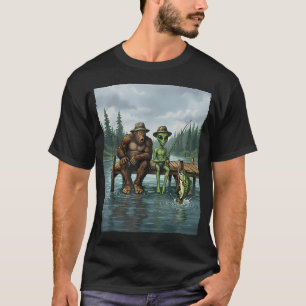 Camiseta Pescaria Bigfoot Engraçada Masculina Alien Sasquat