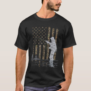 Camiseta Pescaria com Mosca Pescador Bandeira Americana Cam