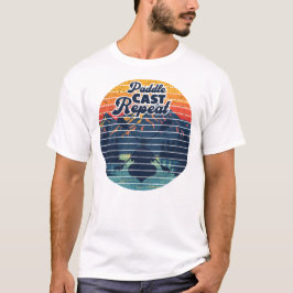 Camiseta Pescaria de Caiaque Remo Pôr do Sol Retro