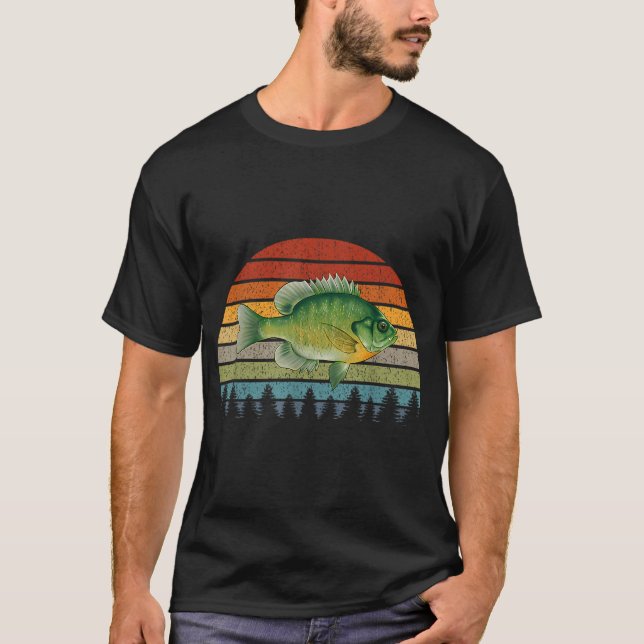 Camiseta Pescaria de Peixe-Lua Azul Retro Peixe de Água Doc (Frente)