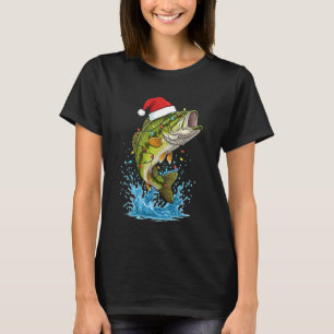 Camiseta Pescaria de robalo humor chapéu de Papai Noel Aman