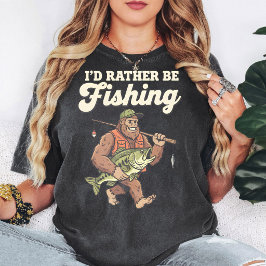 Camiseta Pescaria do Pé Grande Eu Preferiria Estar Pescando