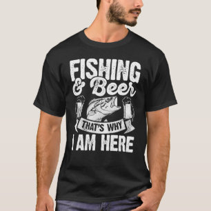 Camiseta Pescaria e Cerveja É Por Isso Que Estou Aqui Pesca