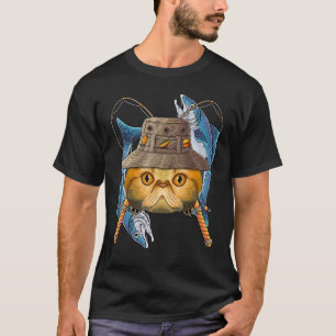 Camiseta Pescaria Gato Exótico de Pelo Curto Pescador ao Ar