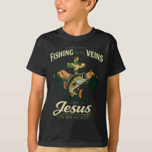 Camiseta Pescaria Nas Veias Jesus No Coração Pescaria Crist