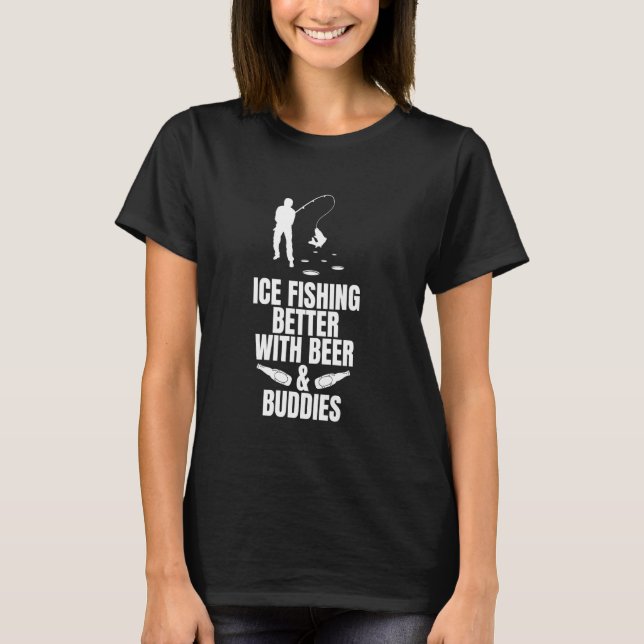 Camiseta Pescaria no Gelo Melhor Com Cerveja & Amigos (Frente)