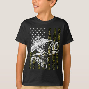 Camiseta Pescaria, Peixe da Bandeira Americana Camuflada, B
