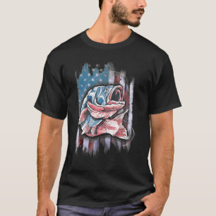 Camiseta Pescaria Pescador EUA Bandeira Americana Vintage P
