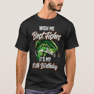 Camiseta Pescarista engraçado: 10.º aniversário 10 Bass Pes