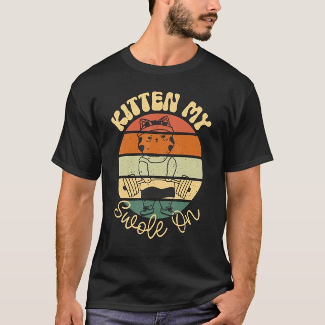 Camiseta Peso do Cat Workout Levantando Malhação Engraçada (Frente)