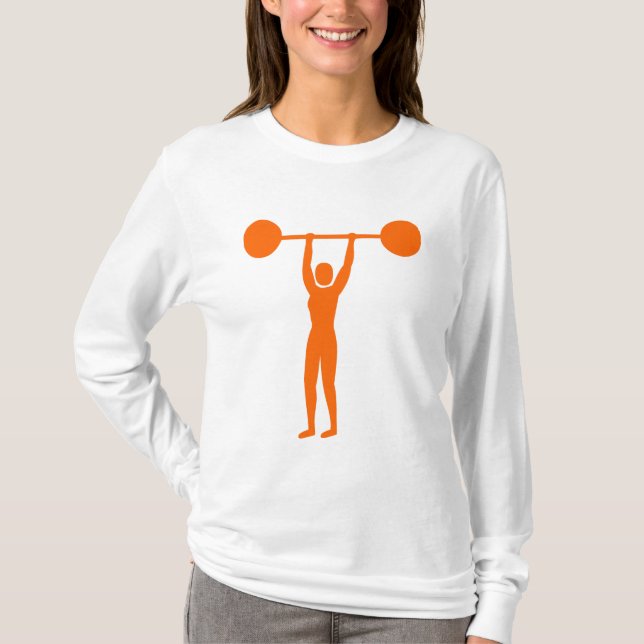 Camiseta Peso Levantando 02 - Laranja (Frente)