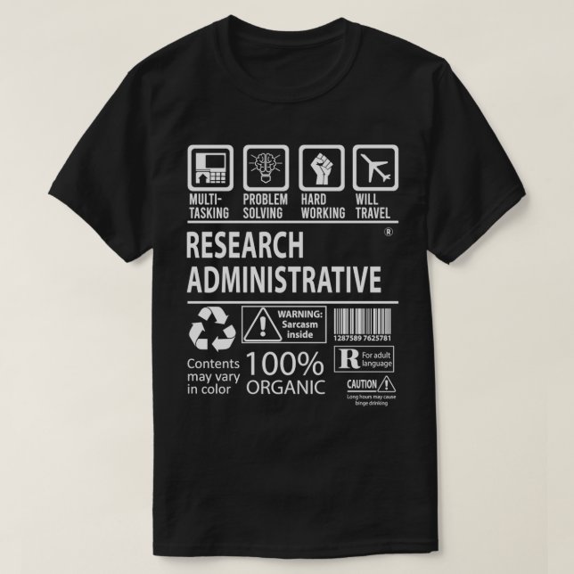 Camiseta Pesquisar Trabalho Certificado Multitarefa Adminis (Frente do Design)