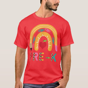 Camiseta Pêssego do Professor PRE-K Arco-Íris De Volta À Es