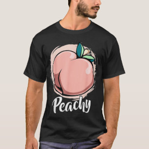 Camiseta Pêssego Pêssego Fruta de Verão Retro Hippie Fe