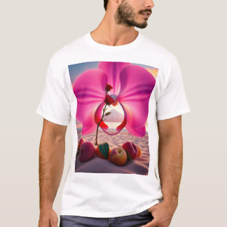 Camiseta Pêssegos das praias de montanha rosa-orquídeas