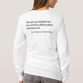 Camiseta Pessoa Atrás de Mim, Camisola com Impressão nas Co