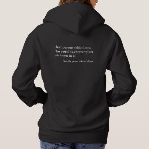 Camiseta Pessoa Atrás de Mim, Capuz com Impressão nas Costa