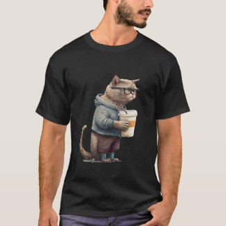 Camiseta Pessoa de gato café, Gato cansado Gráfico de café
